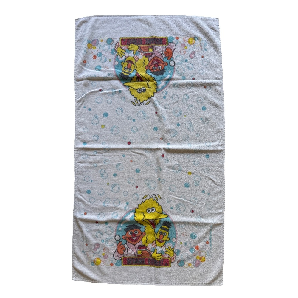 VTG 70s Sesame‎ Street Bath Towel Ernie Bert Big Bird Bubbles USA MADE 42x24"